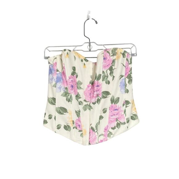 ZARA Floral Print Corset Crop Top Strapless Bustier Feminine Size Small NWT - Picture 4 of 10